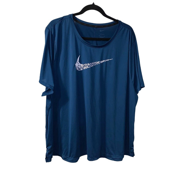 Nike Women's Dri-Fit Swoosh Running Top Plus Size 3X Teal Athletic Side Slits - Picture 1 of 5